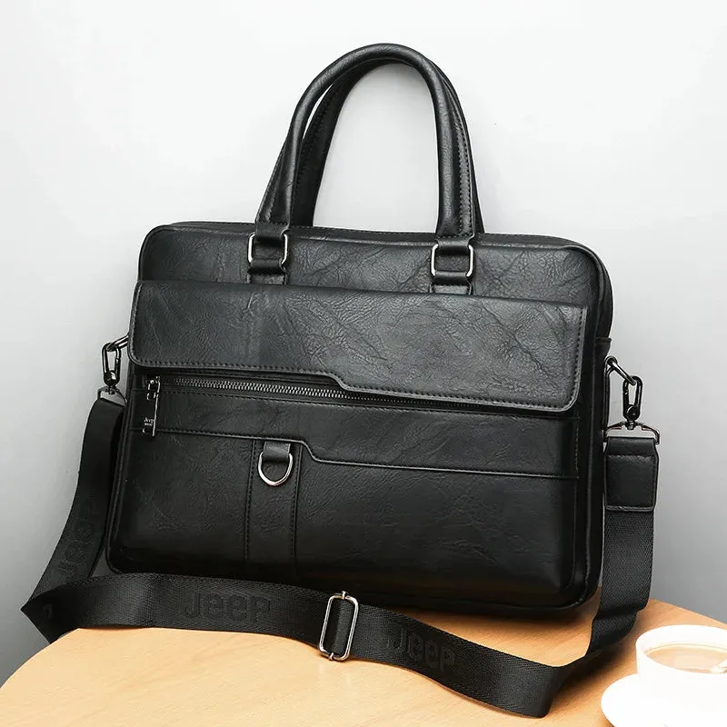 New Men Briefcase Bag Classical Retro PU Leather Luxury Brand Business Handbag Male Crossbody Shoulder Bag Laptop Computer Case