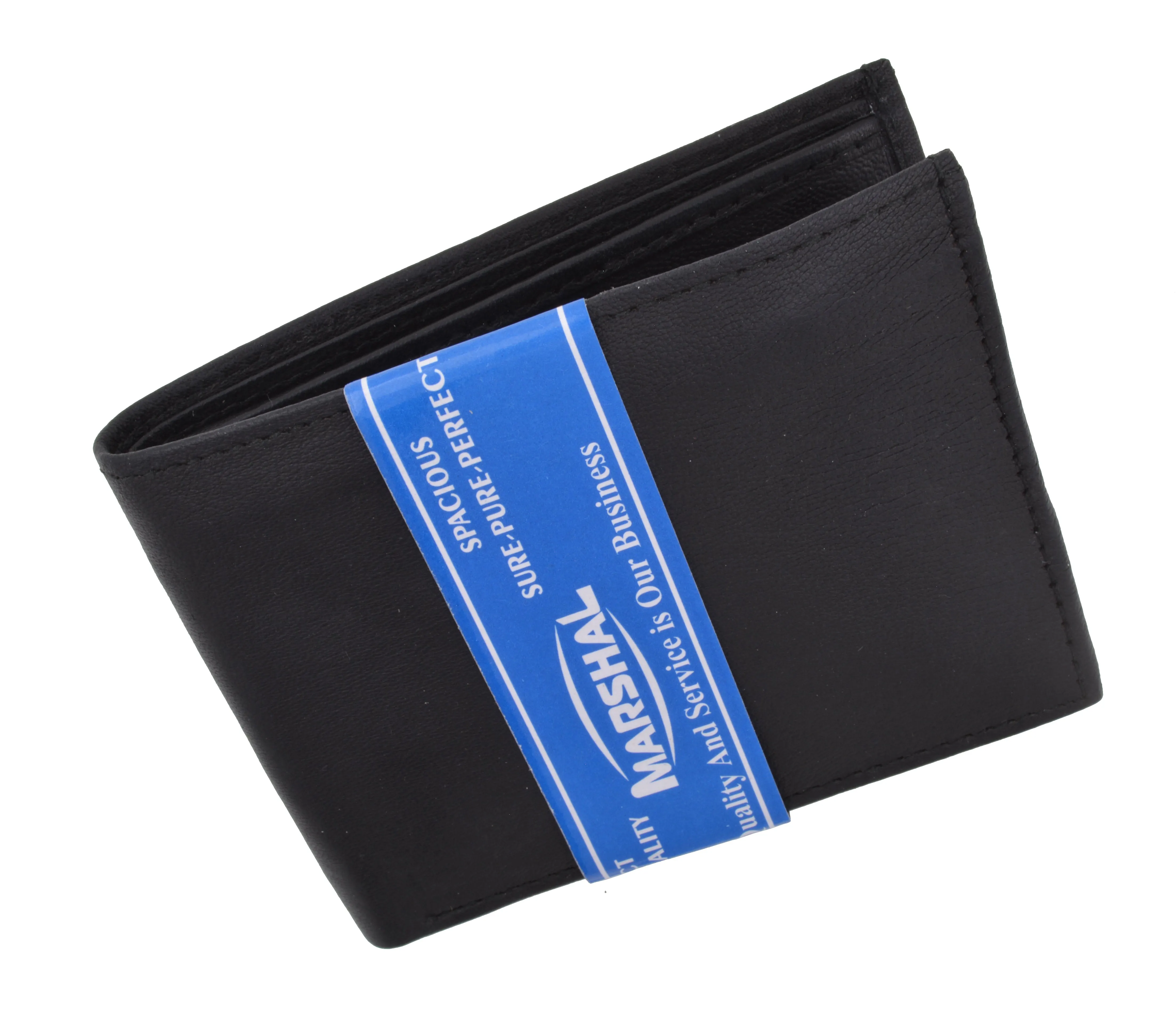 New Mens Bifold Genuine Leather Wallet Multi Credit Card ID License Slim Black