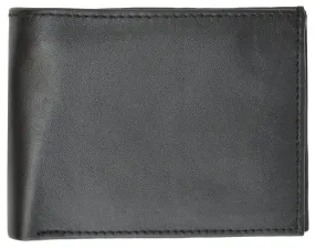 New Mens Bifold Genuine Leather Wallet Multi Credit Card ID License Slim Black