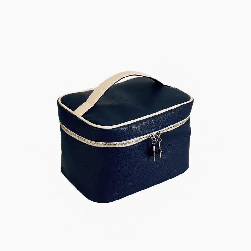 New PU cosmetic bag large capacity cosmetic storage bag portable solid color high-value cosmetic bag