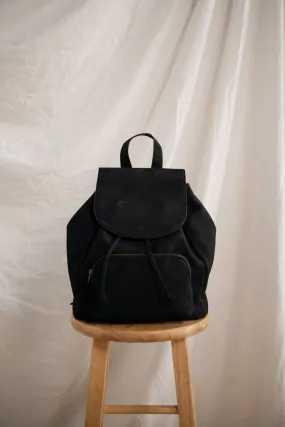 Olivia Drawstring Backpack in Black