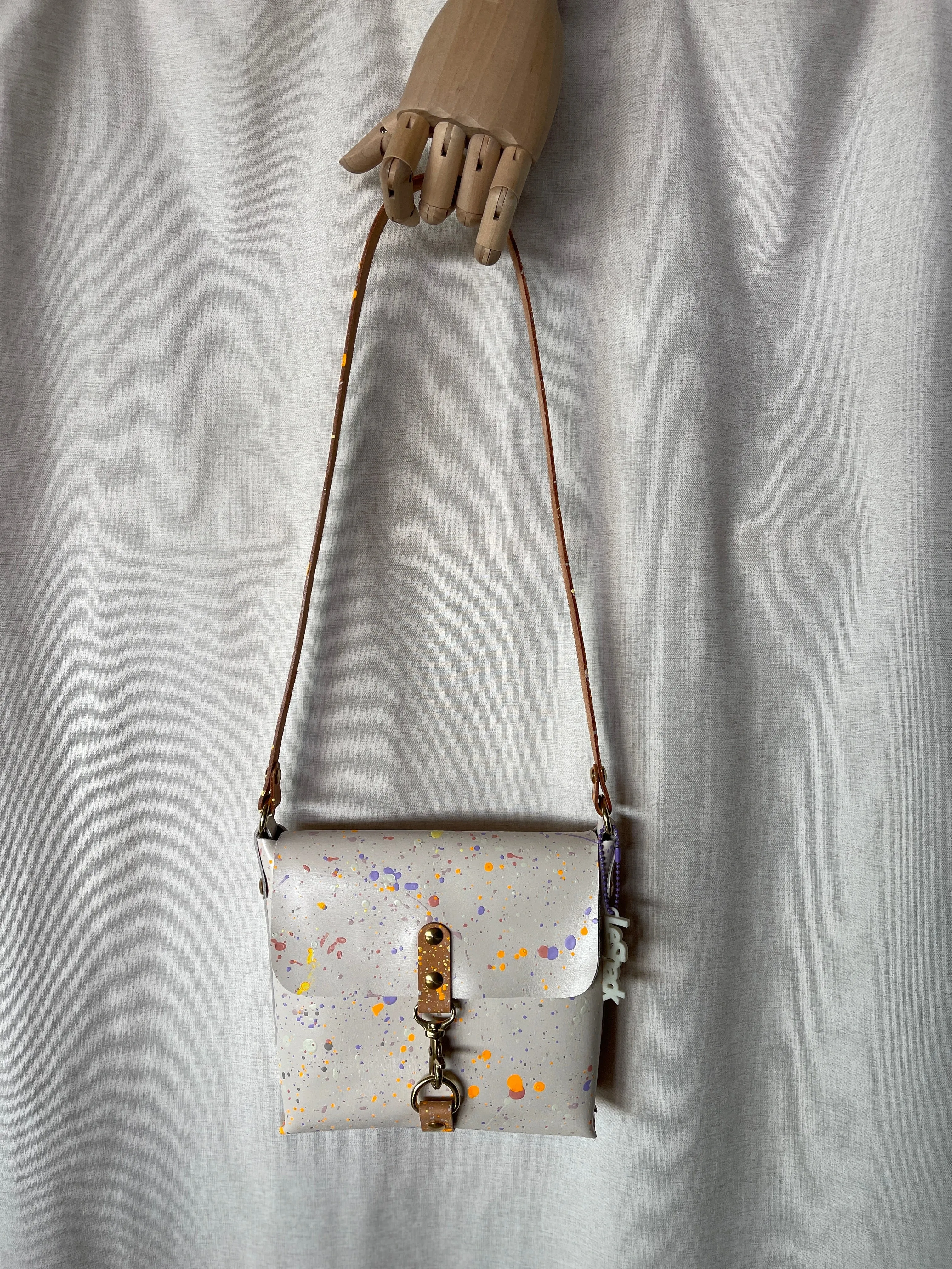 Pastel Splatter Leather Square Flap Shoulder Bag