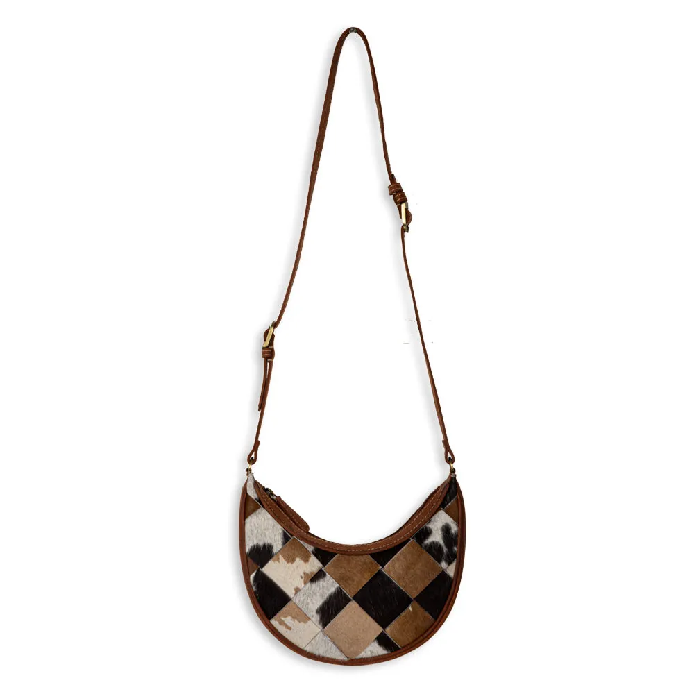 Pecos Rising Weave Pattern Swoop Bottom Leather Hairon Bag