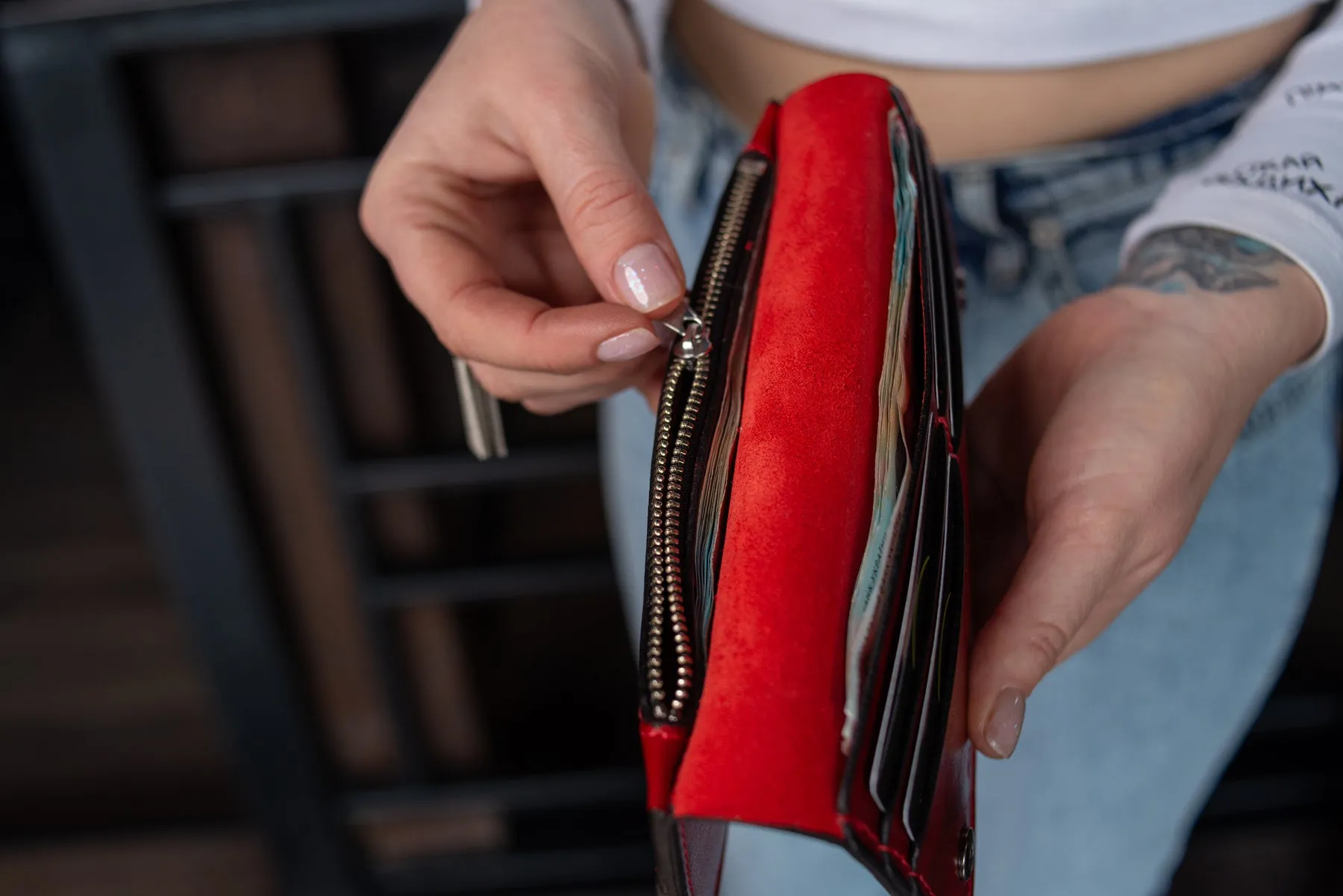 Personalized Long leather wallet, Full grain leather Leather Red wallet , Wallet for Her, Long wallet, Womens wallet, For banknotes