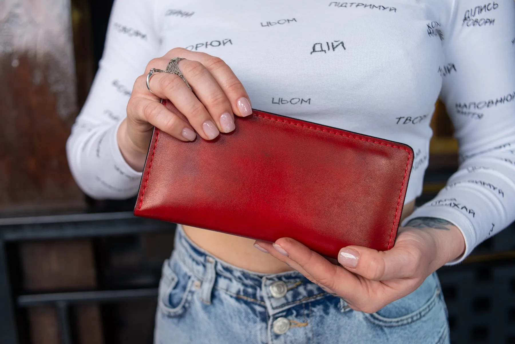 Personalized Long leather wallet, Full grain leather Leather Red wallet , Wallet for Her, Long wallet, Womens wallet, For banknotes