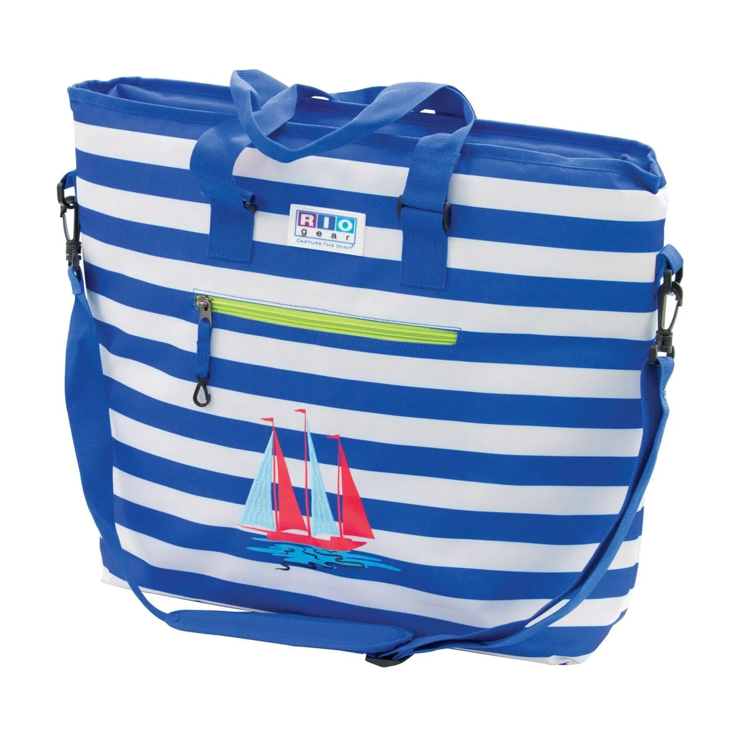 RIO Gear | Deluxe Insulated Tote Bag with Bottle Opener - Blue Stripe