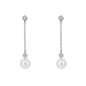 Shell Pearl Chain Drop Zirconia Earrings E6184