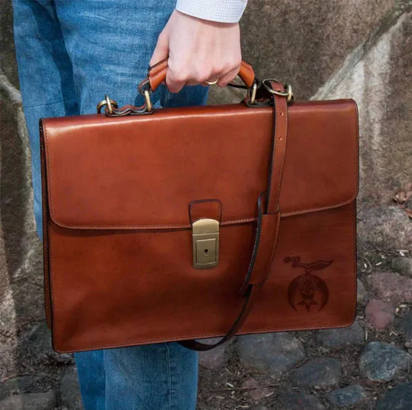 Shriners Briefcase - Brown Leather