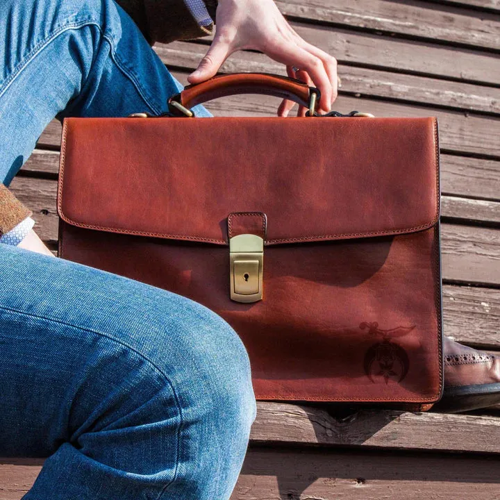 Shriners Briefcase - Brown Leather