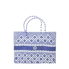 SMALL BLUE AZTEC STRIPE TOTE BAG