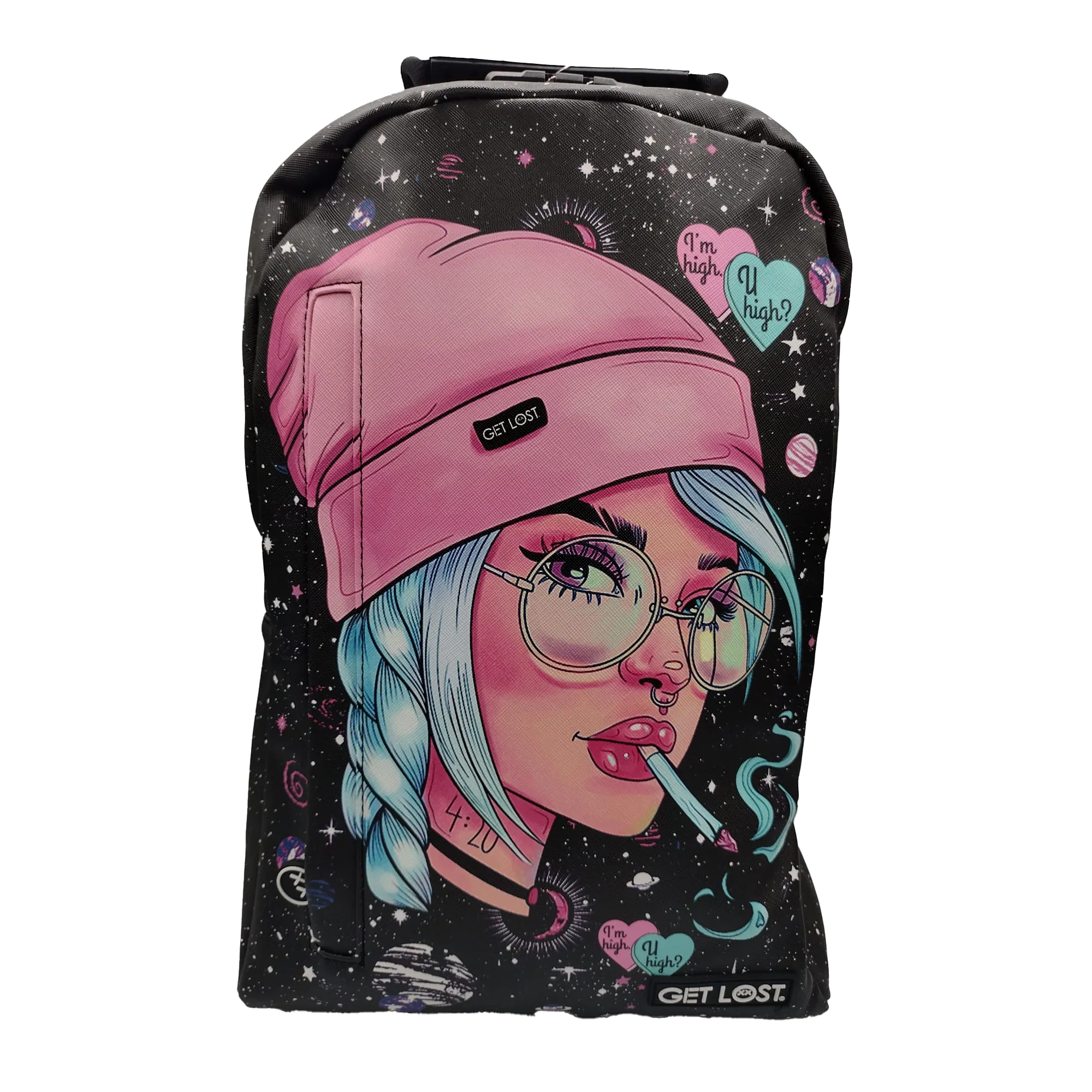 Smell Proof Premium Backpacks | GALACTIC PINK HAIR GIRL