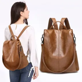 Soft Leather Anti-Theft Backpack