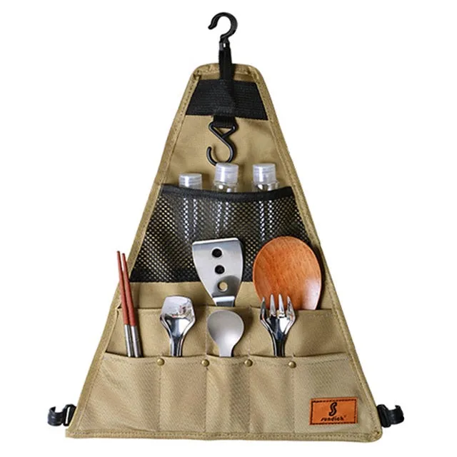 SUNDICK 900D Oxford Cloth Outdoor Camping Picnic Tableware Storage Bag Portable Barbecue Cutlery Organizer Hanging Holder Bags