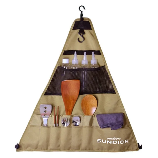 SUNDICK 900D Oxford Cloth Outdoor Camping Picnic Tableware Storage Bag Portable Barbecue Cutlery Organizer Hanging Holder Bags