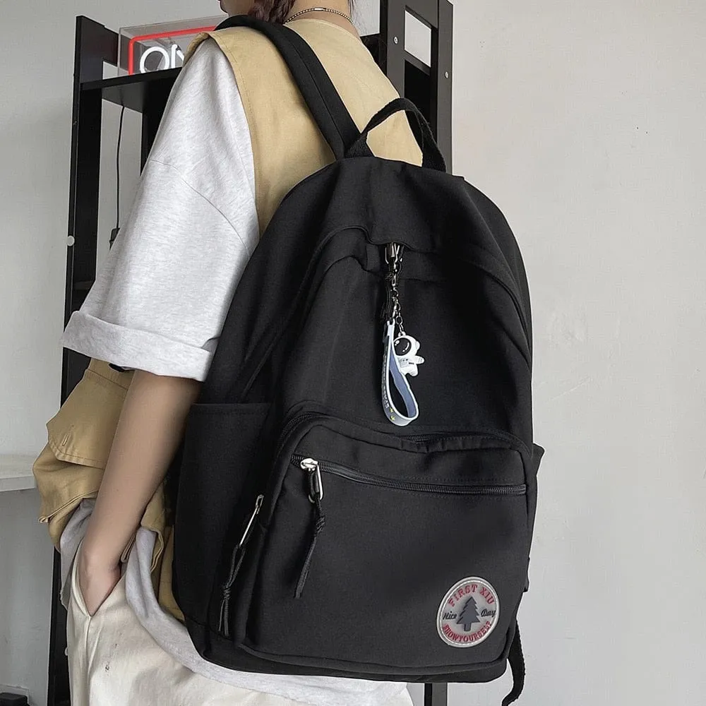 Trendy Minimal Backpack with cute accessory; 5 colors to choose from