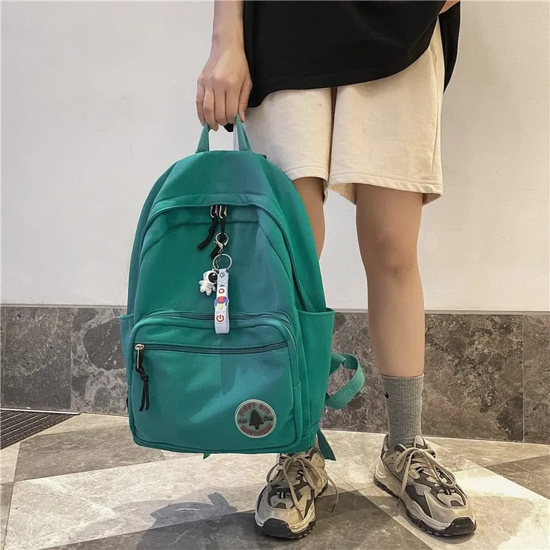 Trendy Minimal Backpack with cute accessory; 5 colors to choose from