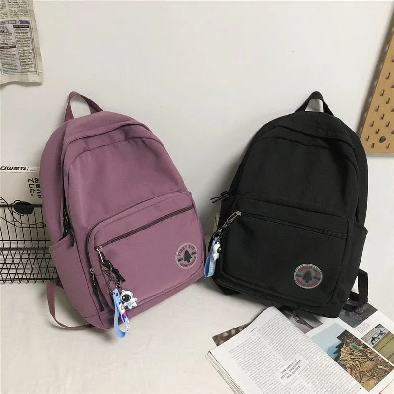 Trendy Minimal Backpack with cute accessory; 5 colors to choose from