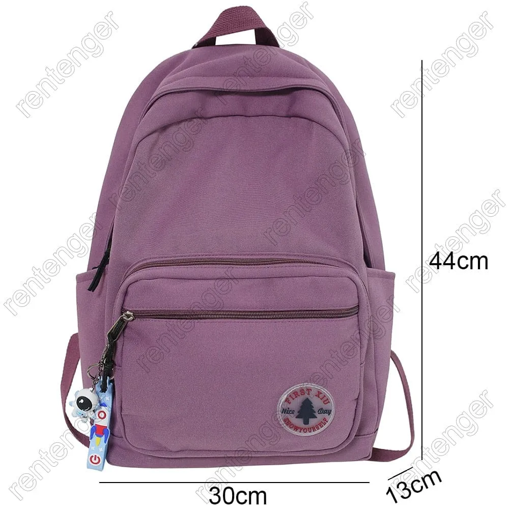 Trendy Minimal Backpack with cute accessory; 5 colors to choose from