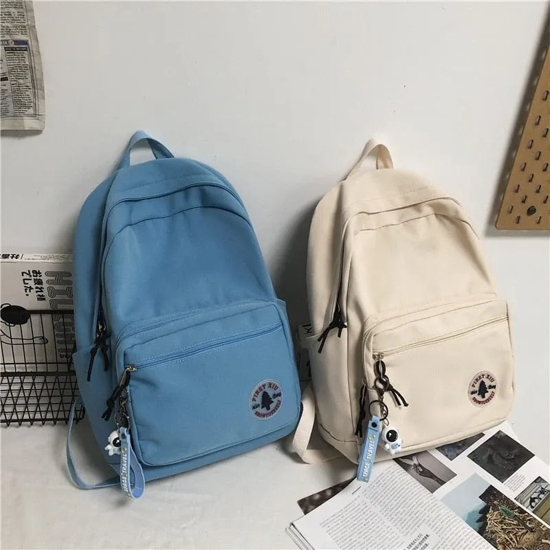 Trendy Minimal Backpack with cute accessory; 5 colors to choose from