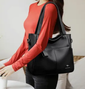 Versatile large-capacity genuine leather bag for women new casual handbag middle-aged mother single shoulder crossbody bag