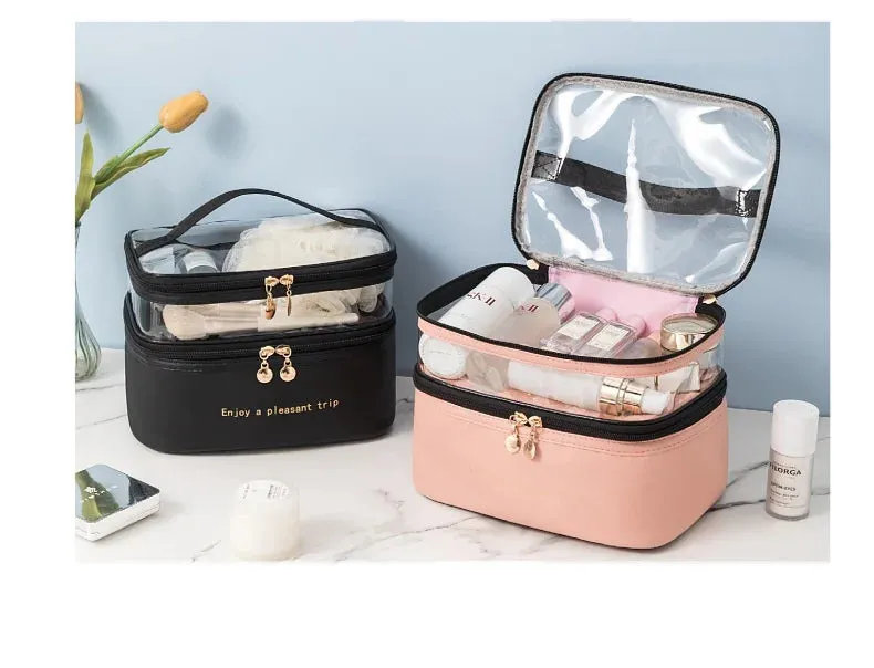 Waterproof Pvc Cosmetic Travel Portable Bag-Pink