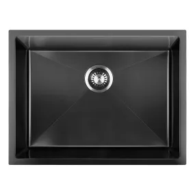 Welba Kitchen Sink 58X44CM Stainless Steel Single Bowl Basin With Waste Black