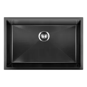 Welba Kitchen Sink Stainless Steel Bathroom Laundry Basin Single Black 60X45CM