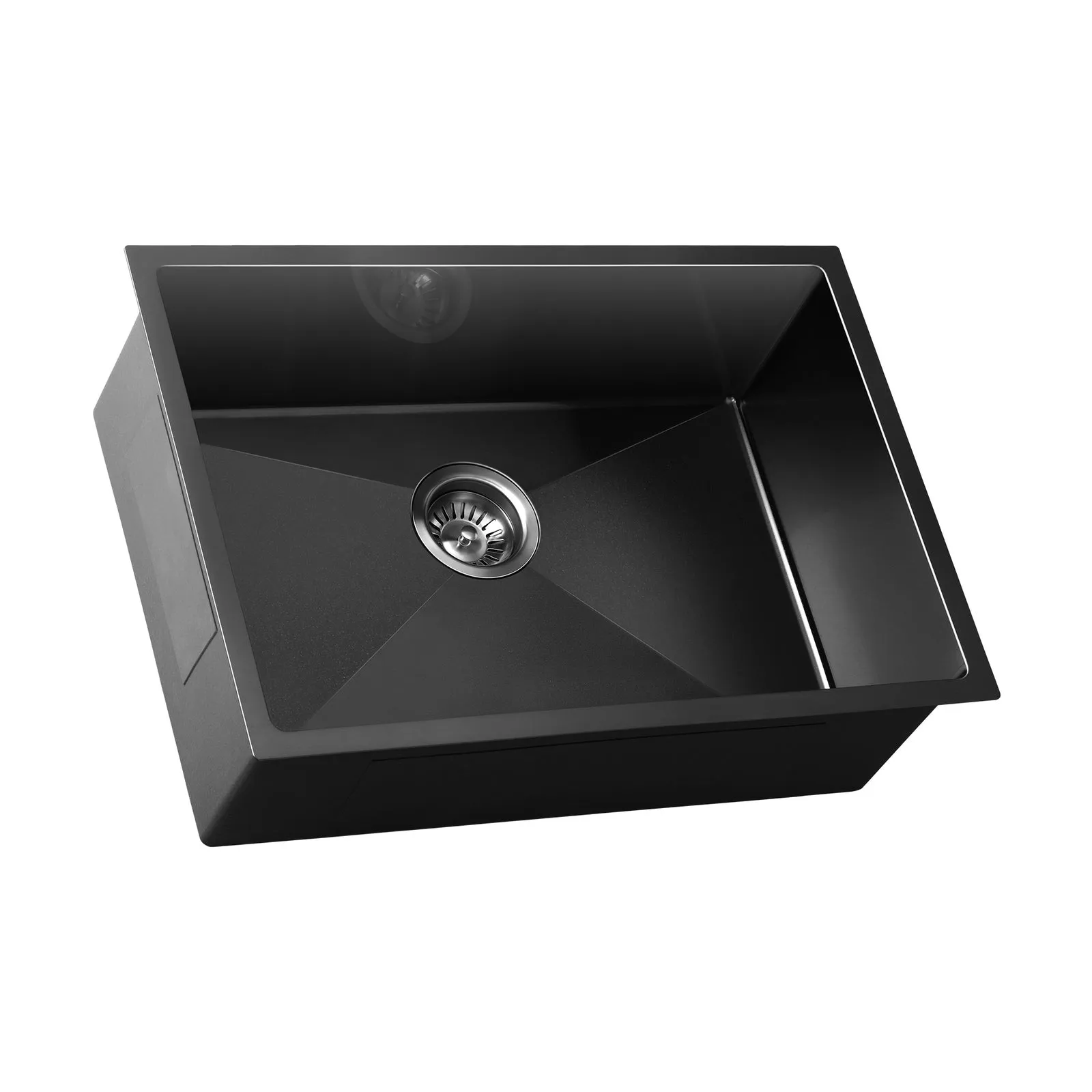 Welba Kitchen Sink Stainless Steel Bathroom Laundry Basin Single Black 60X45CM