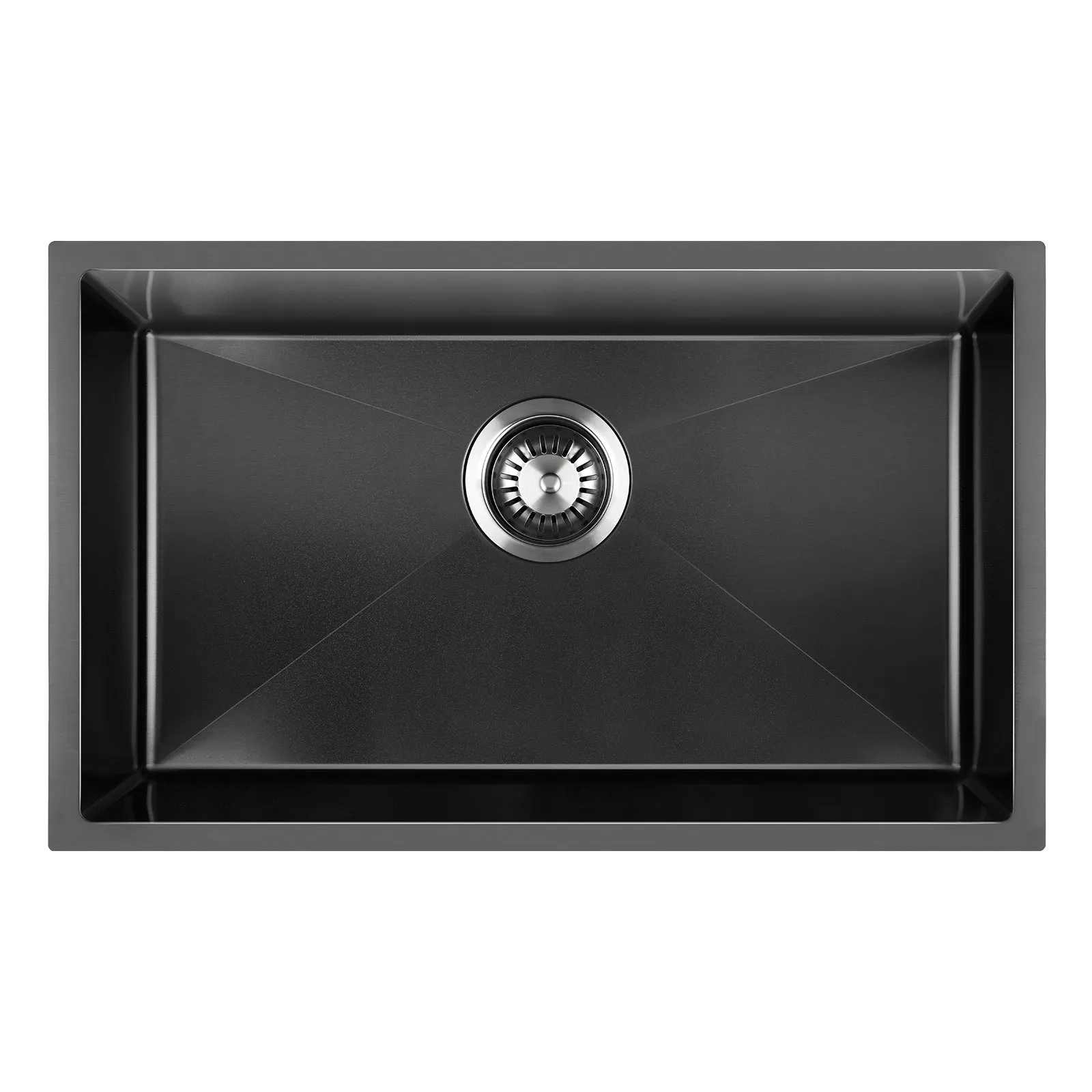 Welba Kitchen Sink Stainless Steel Bathroom Laundry Basin Single Black 70X45CM