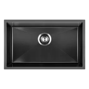 Welba Kitchen Sink Stainless Steel Bathroom Laundry Basin Single Black 70X45CM