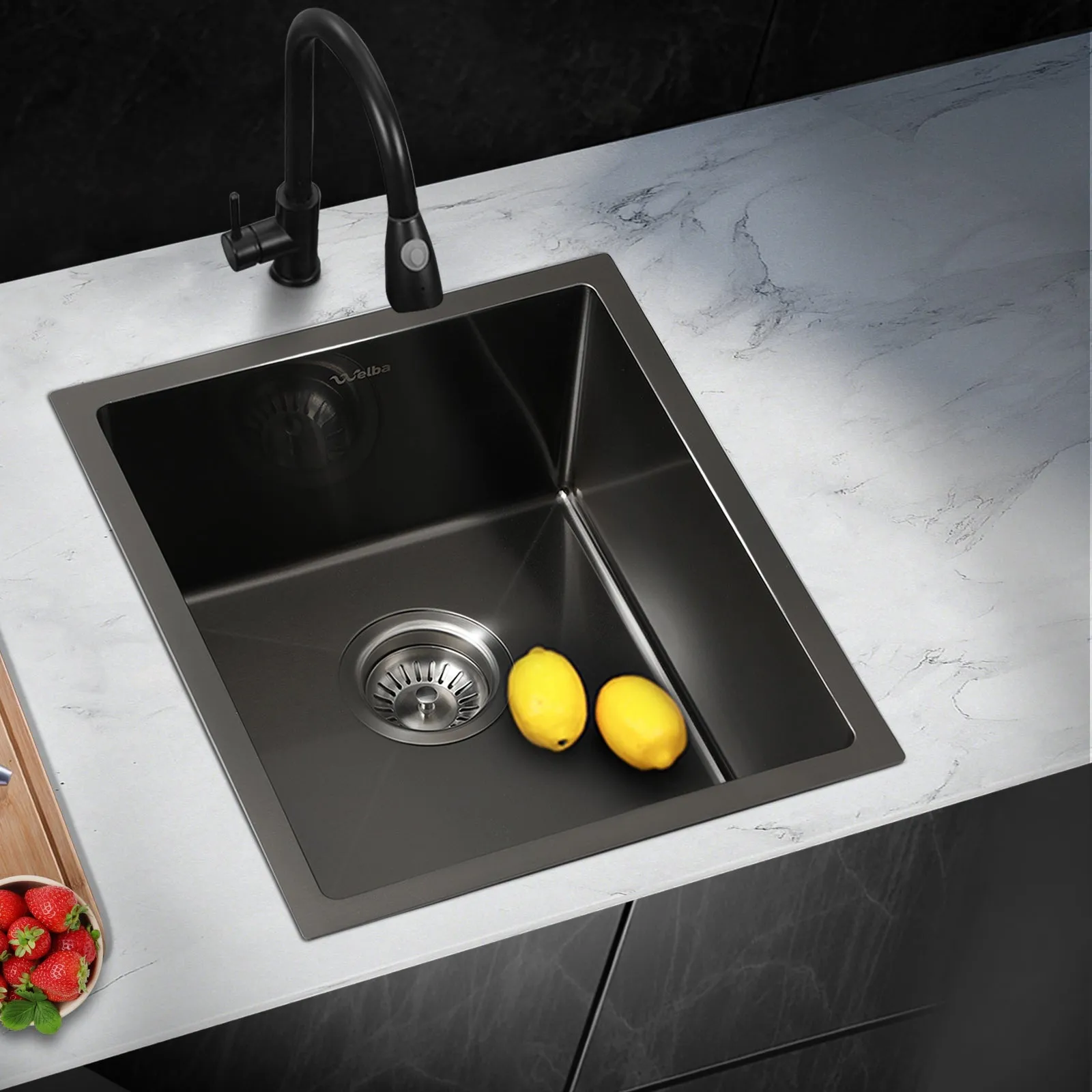 Welba Stainless Steel Kitchen Sink Bathroom Laundry Under/Top Mount Single Bowl