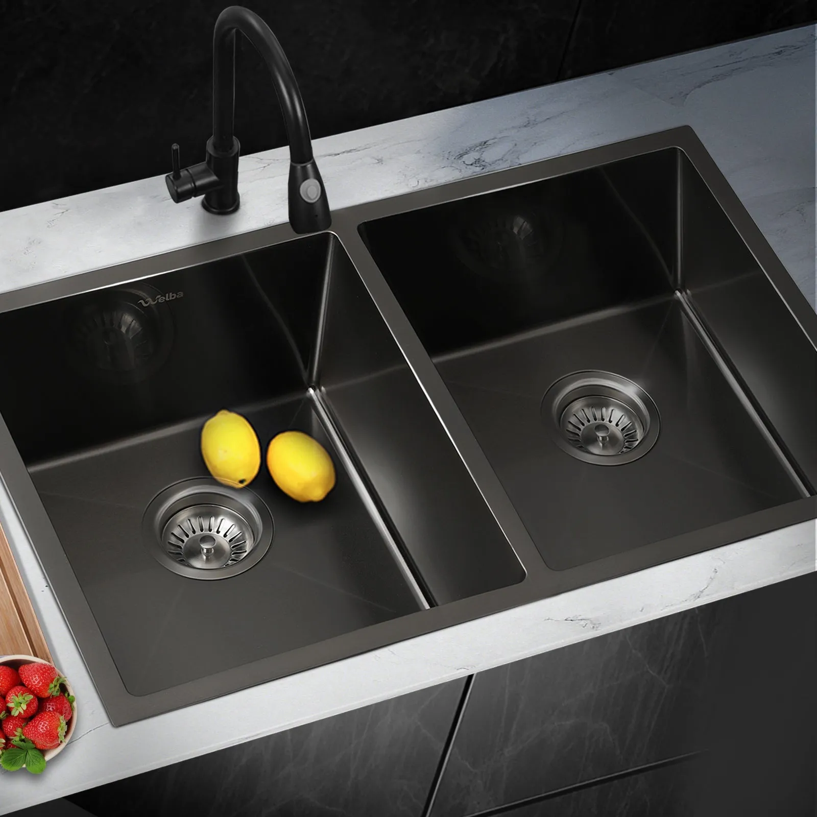 Welba Stainless Steel Kitchen Sink Laundry Bathroom Under/Top Mount Double Bowls