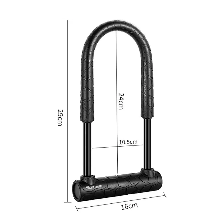 WEST BIKING Bicycle Lock Motorcycle Electric Car Anti-Theft Lock, Specification: Long U-shaped Lock Cable