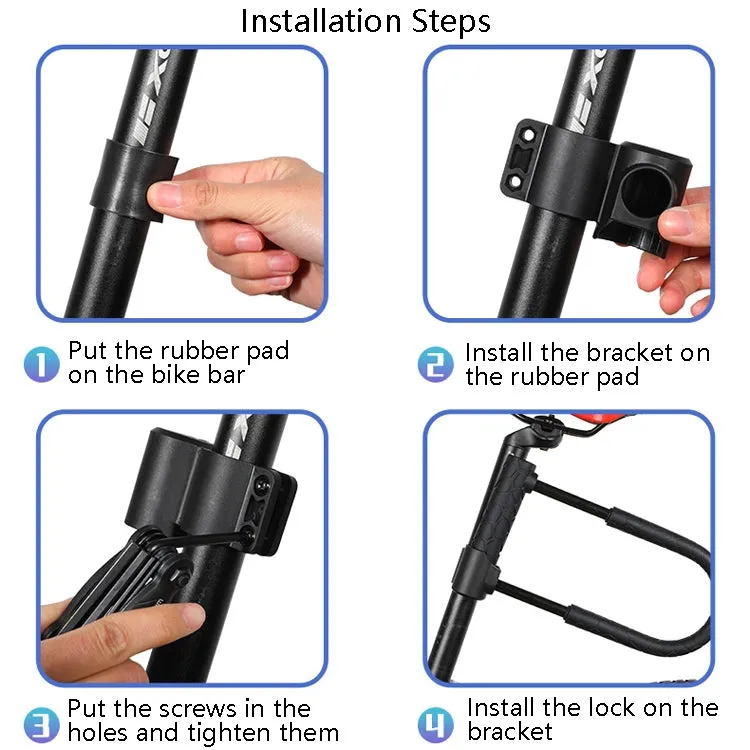 WEST BIKING Bicycle Lock Motorcycle Electric Car Anti-Theft Lock, Specification: Long U-shaped Lock Cable