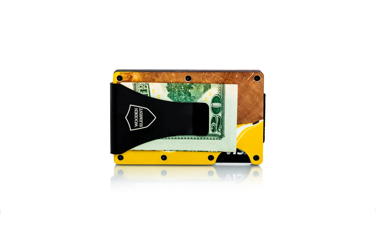 Wood and Resin Smart Wallet (Yellow and White)