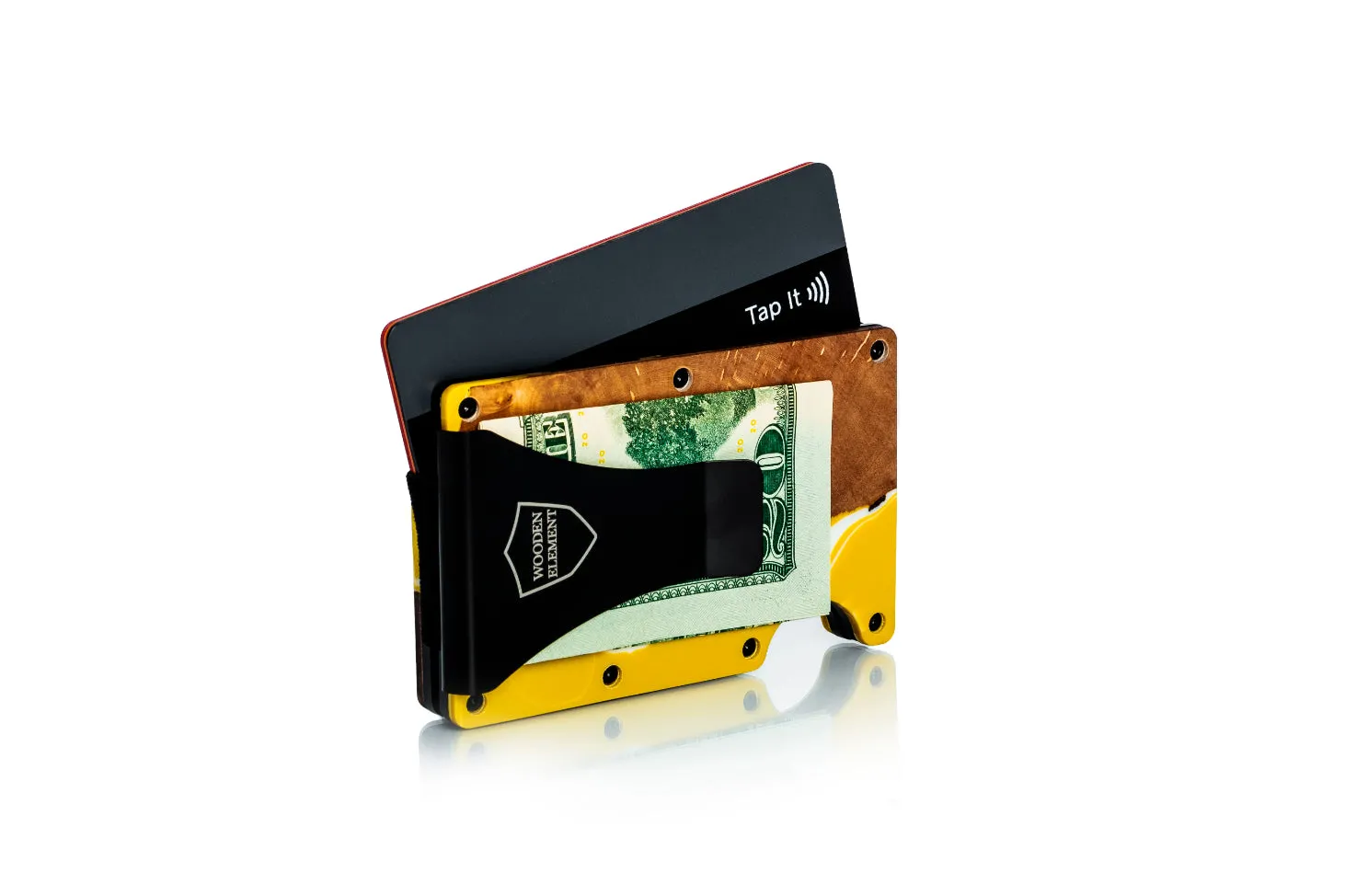 Wood and Resin Smart Wallet (Yellow and White)