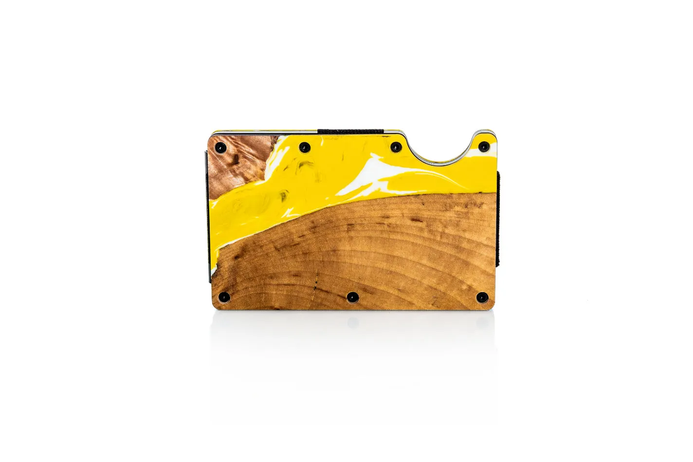 Wood and Resin Smart Wallet (Yellow and White)