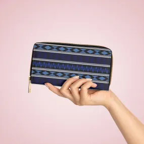 Wristlet Phone Wallet, Blue Geometric Aztec H-Style Purse