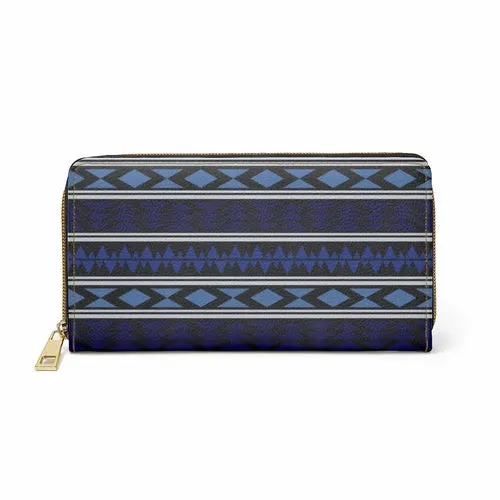 Wristlet Phone Wallet, Blue Geometric Aztec H-Style Purse